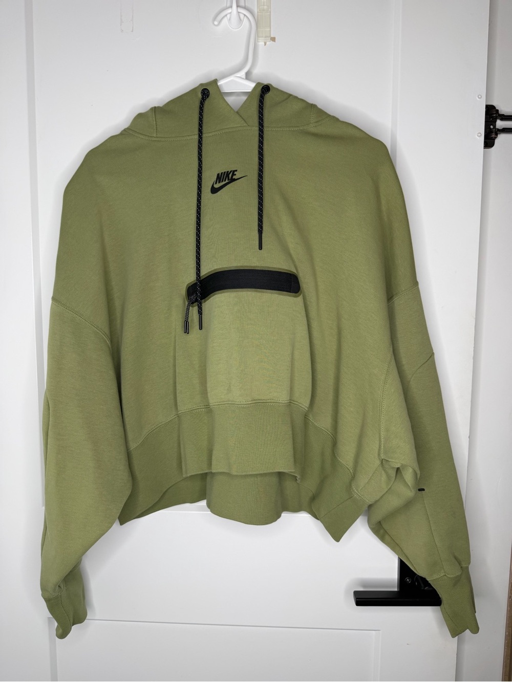Nike Olive Cropped Hoodie with Black Accent